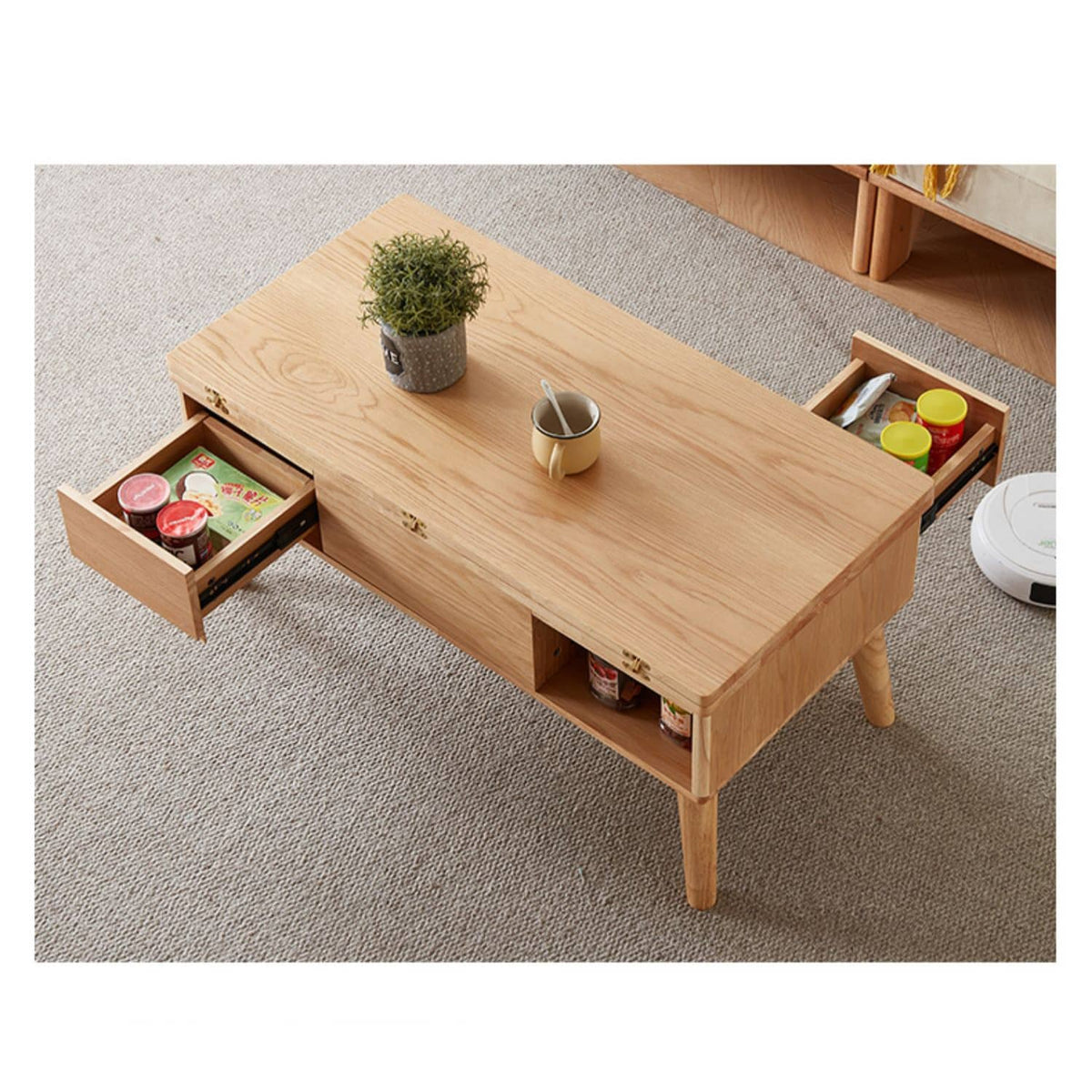 Elegant Oak Wood Tea Table - Natural Finish for Sophisticated Spaces hx-1567