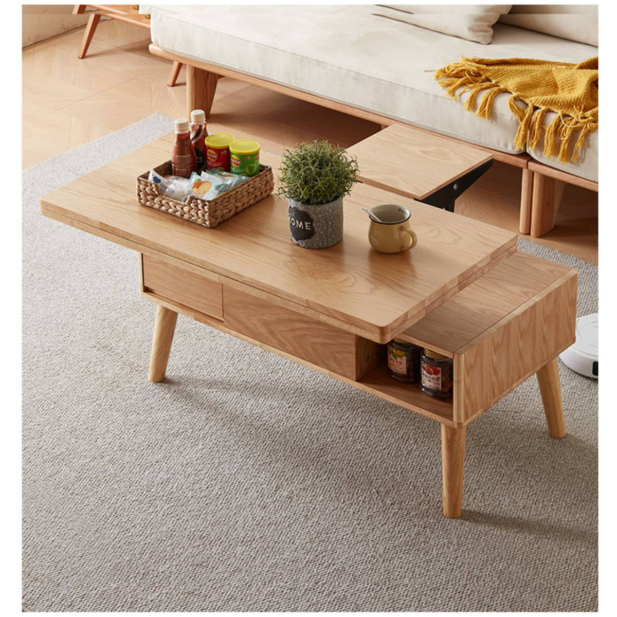 Elegant Oak Wood Tea Table - Natural Finish for Sophisticated Spaces hx-1567