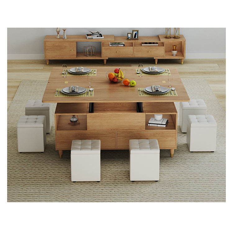 Elegant White Oak Solid Wood Tea Table with Ceramic Top - Natural Finish hx-1568