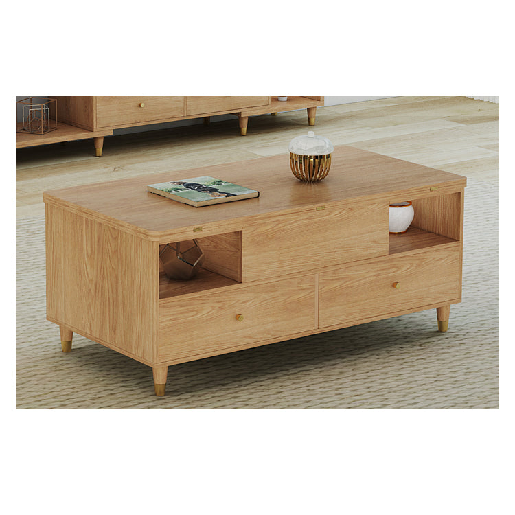 Elegant White Oak Solid Wood Tea Table with Ceramic Top - Natural Finish hx-1568