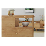 Elegant White Oak Solid Wood Tea Table with Ceramic Top - Natural Finish hx-1568