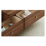 Elegant Solid Wood Tea Table with Ceramic Top - Brown, White & Black hx-1569