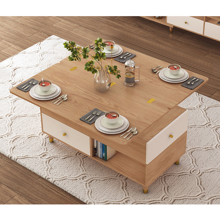 Elegant Natural Wood Tea Table - White Solid Wood Finish hx-1572