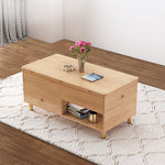 Elegant Natural Wood Tea Table - White Solid Wood Finish hx-1572