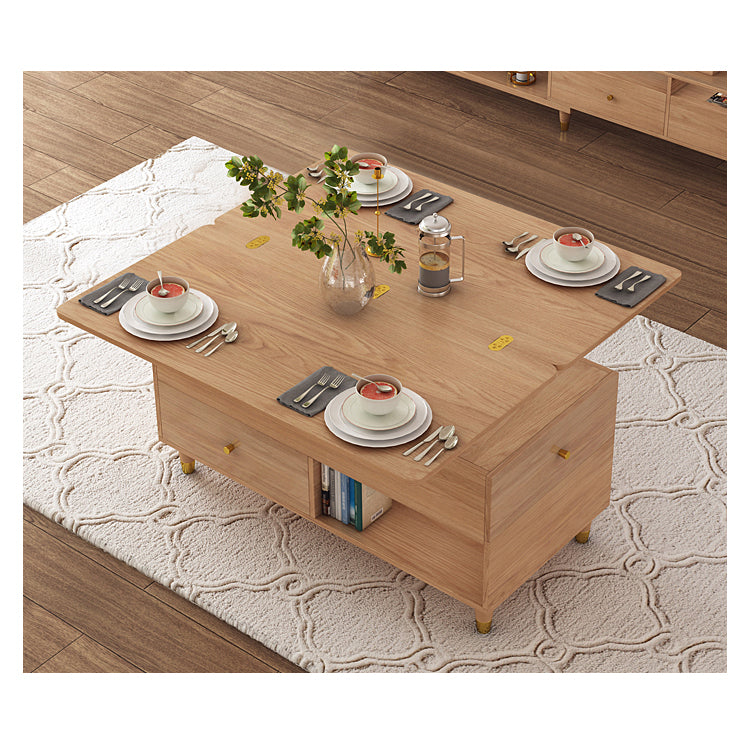 Elegant Natural Wood Tea Table - White Solid Wood Finish hx-1572