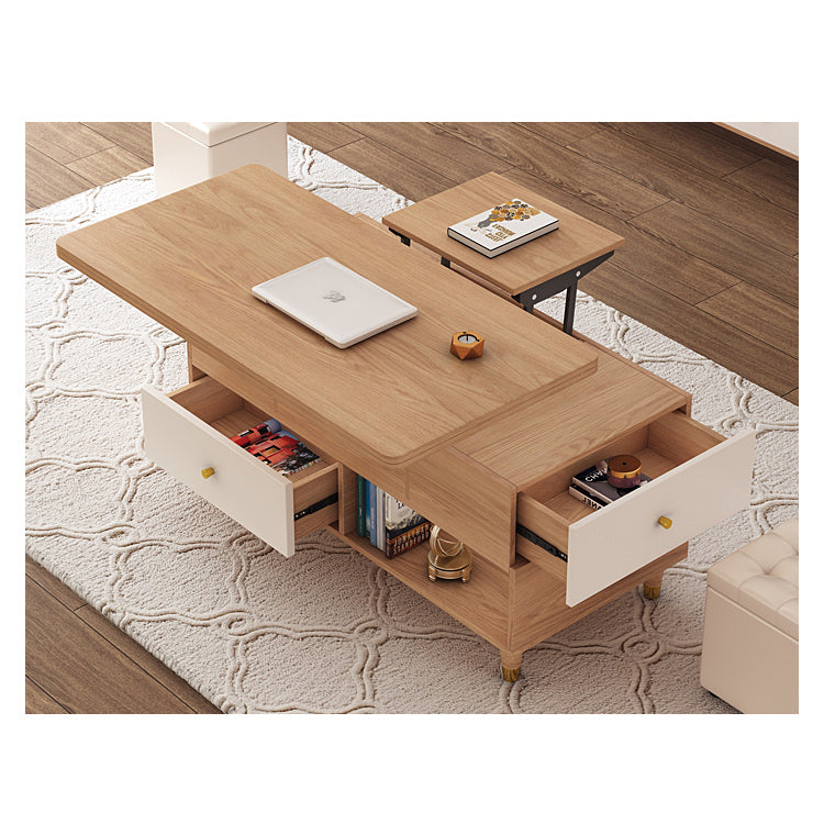 Elegant Natural Wood Tea Table - White Solid Wood Finish hx-1572