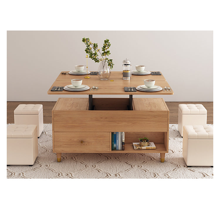 Elegant Natural Wood Tea Table - White Solid Wood Finish hx-1572