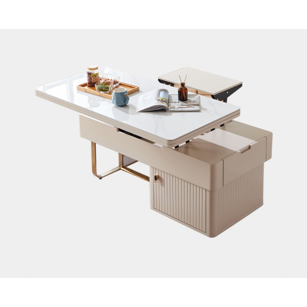 Elegant Ceramic Tea Table in White, Beige, and Blue – Perfect for Modern Interiors hx-1573