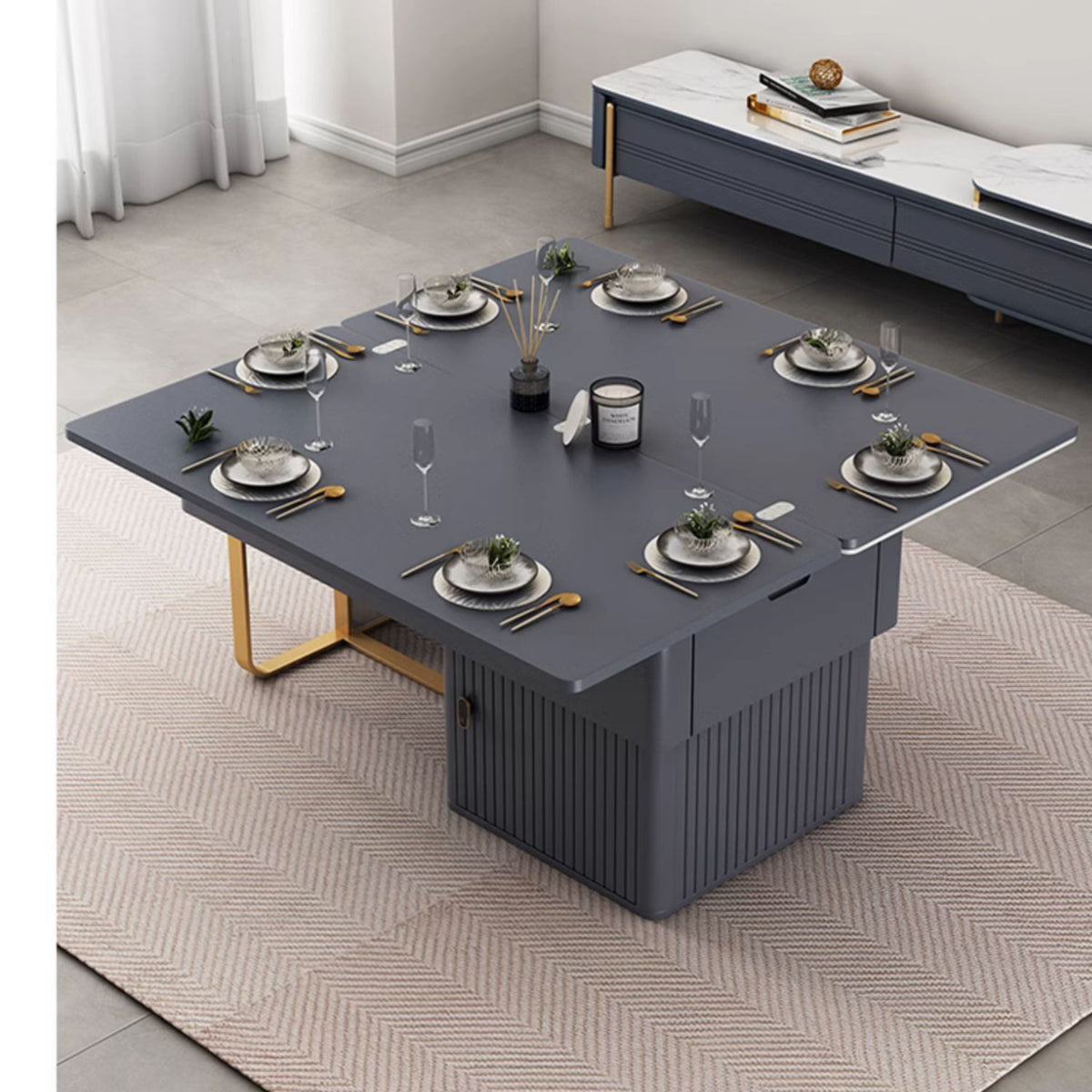 Elegant Ceramic Tea Table in White, Beige, and Blue – Perfect for Modern Interiors hx-1573