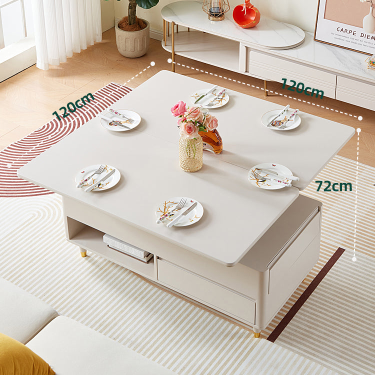 Elegant White and Beige Solid Wood Ceramic Tea Table - Stylish and Durable hx-1574