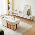 Solid Wood Stool with Beige and Orange Faux Leather Upholstery hx-1577