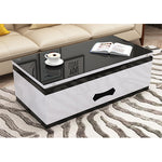 Modern White Ceramic Tea Table with Luxurious Faux Leather Accents hx-1578