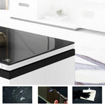 Modern White Ceramic Tea Table with Luxurious Faux Leather Accents hx-1578