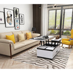 Modern White Ceramic Tea Table with Luxurious Faux Leather Accents hx-1578