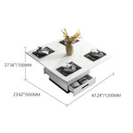 Modern White Ceramic Tea Table with Luxurious Faux Leather Accents hx-1578