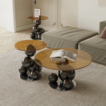 Stylish Tempered Glass Coffee Table with Unique Stainless Steel Base - Modern Living Room Decor hxbs-3027