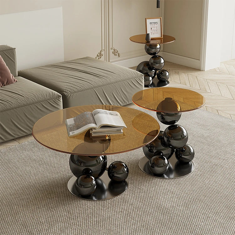 Stylish Tempered Glass Coffee Table with Unique Stainless Steel Base - Modern Living Room Decor hxbs-3027