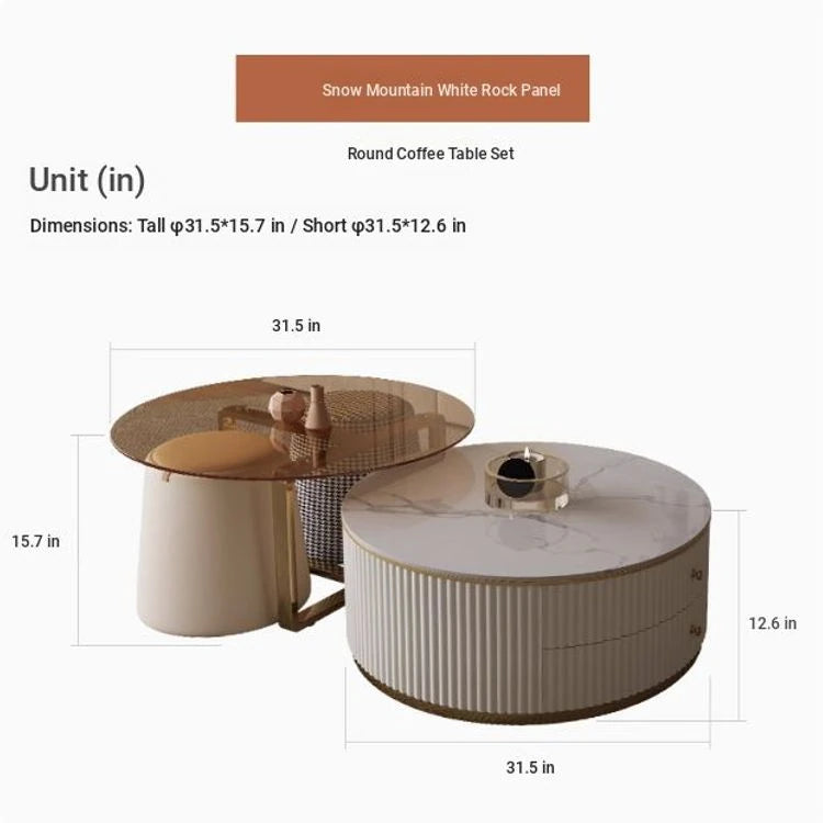 Elegant Tempered Glass Coffee Table with Stainless Steel Base and Sintered Stone Top - Modern Chic Centerpiece for Living Room hxbs-3029