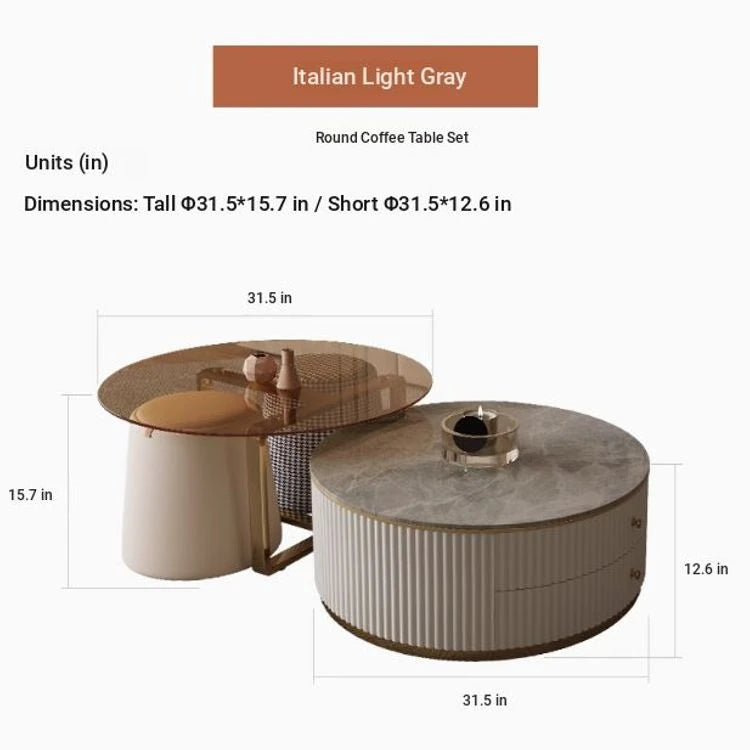 Elegant Tempered Glass Coffee Table with Stainless Steel Base and Sintered Stone Top - Modern Chic Centerpiece for Living Room hxbs-3029