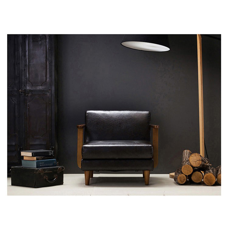 Luxury Black Faux Leather Sofa with Elegant Birch Wood Frame hxcyj-1327