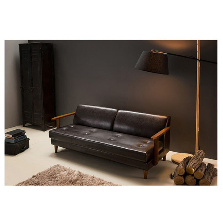 Luxury Black Faux Leather Sofa with Elegant Birch Wood Frame hxcyj-1327