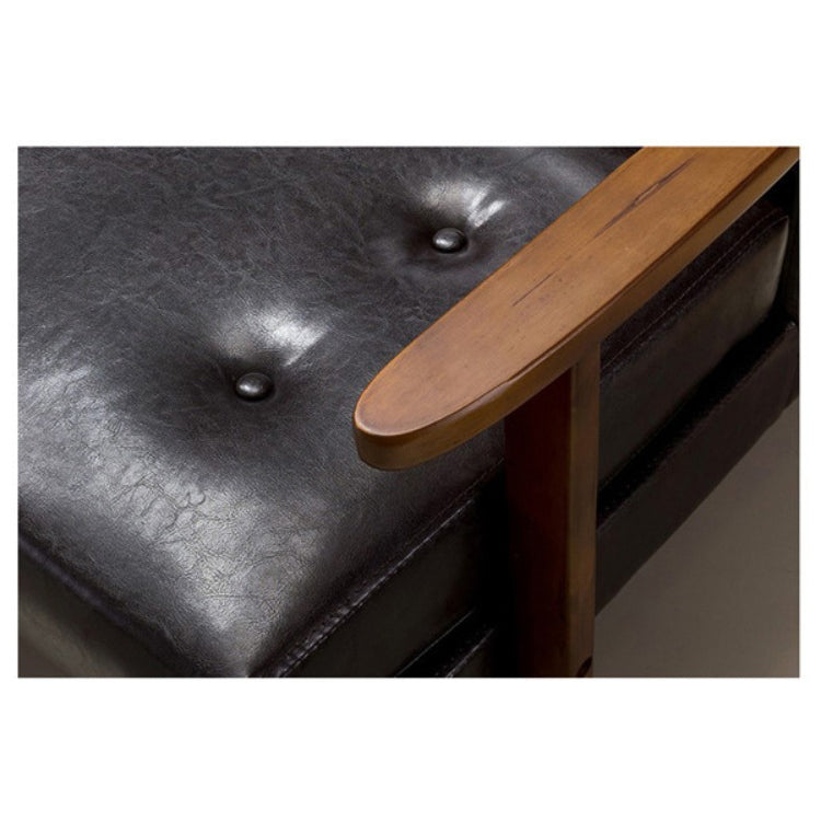 Luxury Black Faux Leather Sofa with Elegant Birch Wood Frame hxcyj-1327
