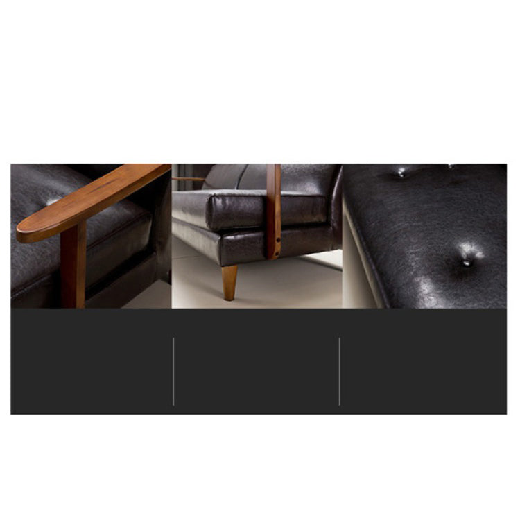 Luxury Black Faux Leather Sofa with Elegant Birch Wood Frame hxcyj-1327
