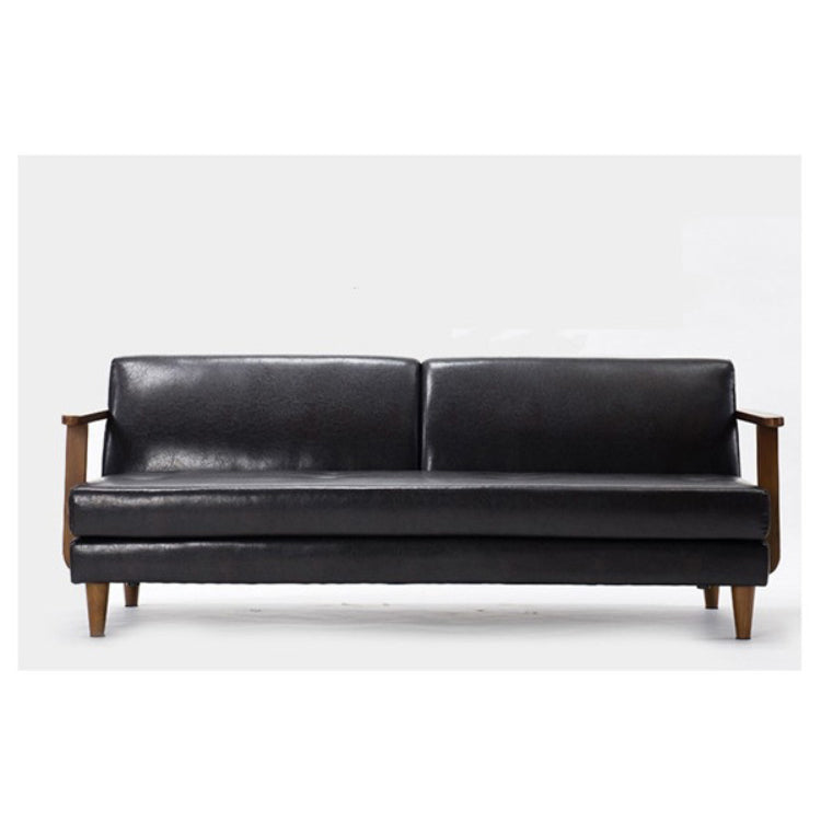 Luxury Black Faux Leather Sofa with Elegant Birch Wood Frame hxcyj-1327