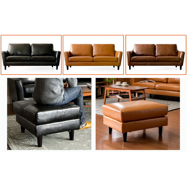 Elegant Solid Wood Sofa in Faux Leather – Available in White, Black, and Dark Brown hxcyj-1329