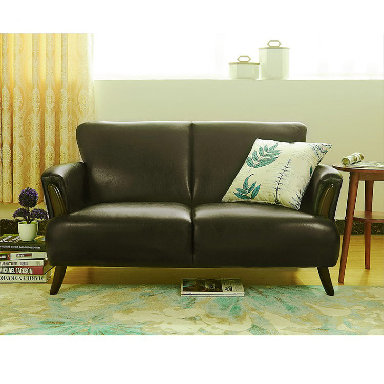 Sleek Solid Wood Sofa with Faux Leather & Cotton Fabric - Available in Black, Brown, Beige, Natural, Red, Green, Light Blue hxcyj-1330