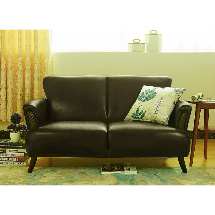 Sleek Solid Wood Sofa with Faux Leather & Cotton Fabric - Available in Black, Brown, Beige, Natural, Red, Green, Light Blue hxcyj-1330