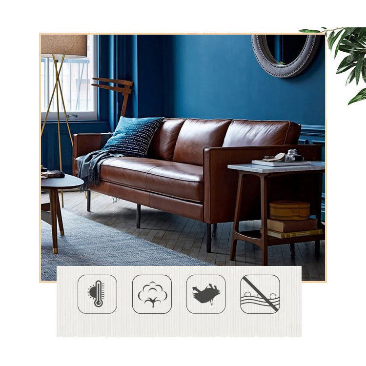 Elegant Camel Black and Dark Brown Faux Leather Sofa with Birch Wood Frame hxcyj-1331