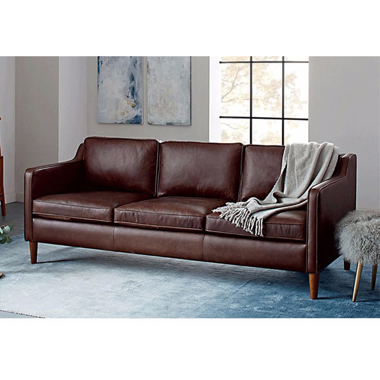 Solid Wood Faux Leather Sofa in Camel, Blue, Black, and Green - Stylish & Durable hxcyj-1332