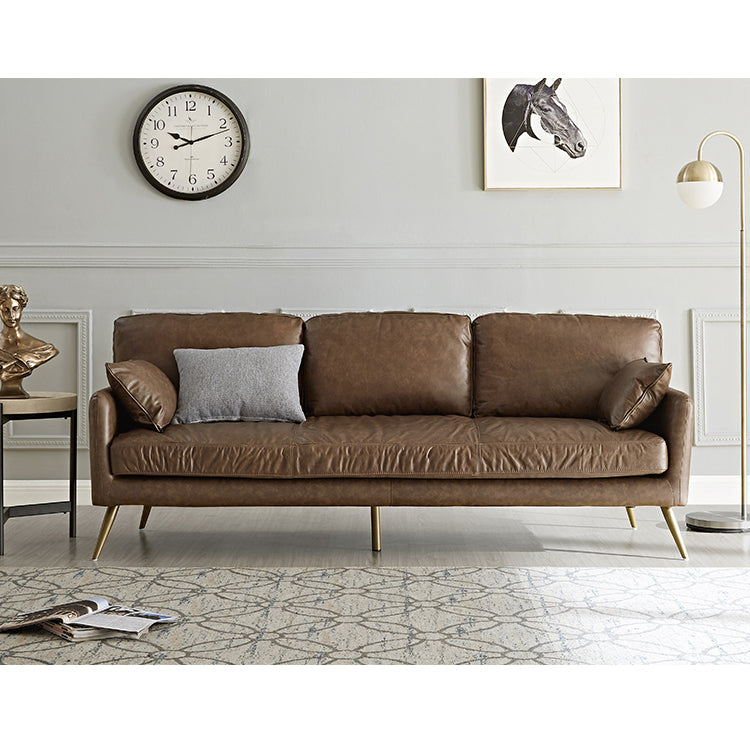 Elegant Black and Light Brown Pine Wood Sofa with Down Cushions and Faux Leather Accents hxcyj-1335