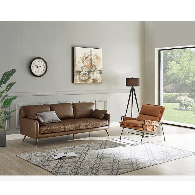 Elegant Black and Light Brown Pine Wood Sofa with Down Cushions and Faux Leather Accents hxcyj-1335