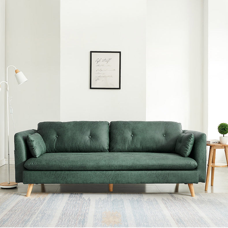 Stylish Solid Wood Sofa - Comfortable Cotton & Leathaire Upholstery in Blue, Green, Beige, Light Brown, Dark Gray, Camel hxcyj-1338