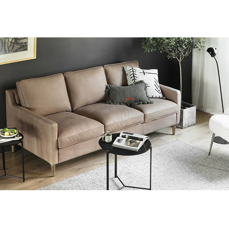 Luxurious Camel Dark Brown Sofa - Solid Birch Wood Frame with Cotton Down Leathaire Upholstery hxcyj-1344