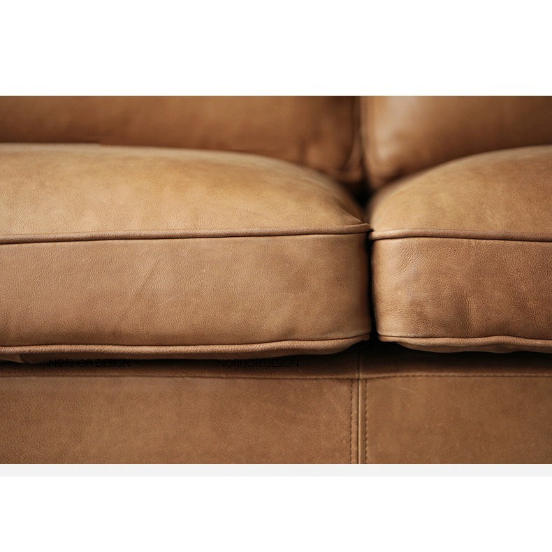Luxurious Camel Dark Brown Sofa - Solid Birch Wood Frame with Cotton Down Leathaire Upholstery hxcyj-1344