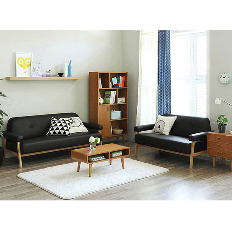 Premium Dark Gray Faux Leather Sofa with Solid Wood Frame - Modern & Comfortable Seating for Living Room hxcyj-1346