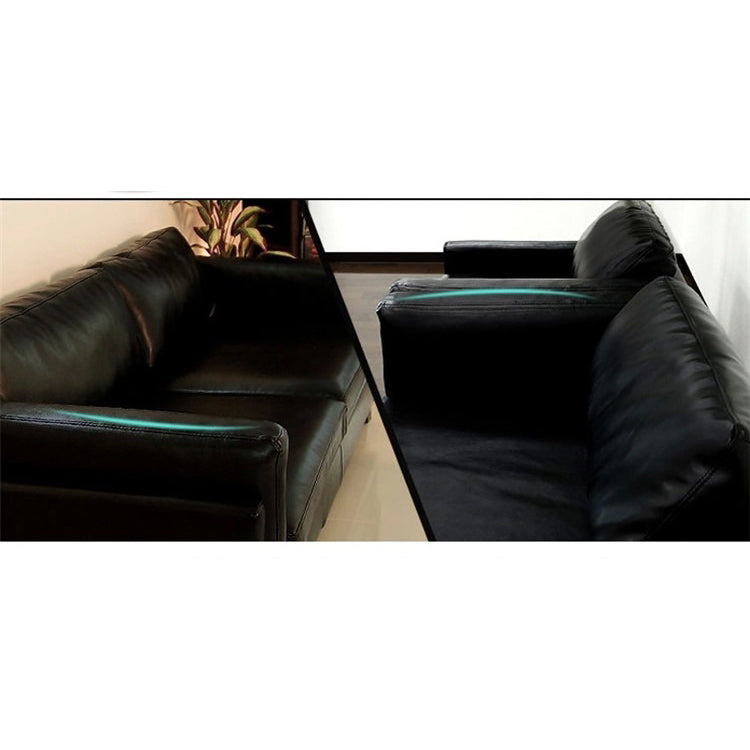 Luxurious Black Faux Leather Sofa with Light Brown Birch Wood Accents hxcyj-1347