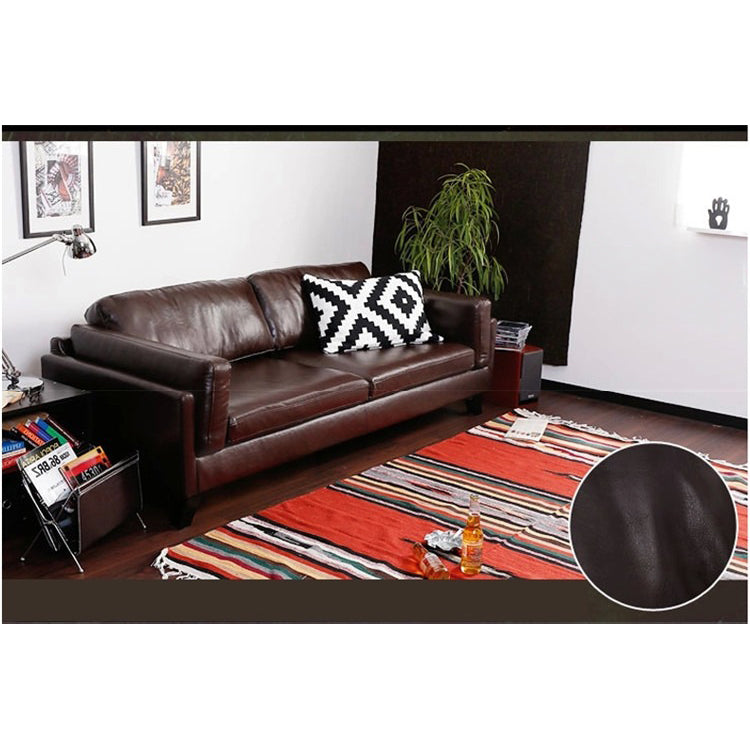 Luxurious Black Faux Leather Sofa with Light Brown Birch Wood Accents hxcyj-1347