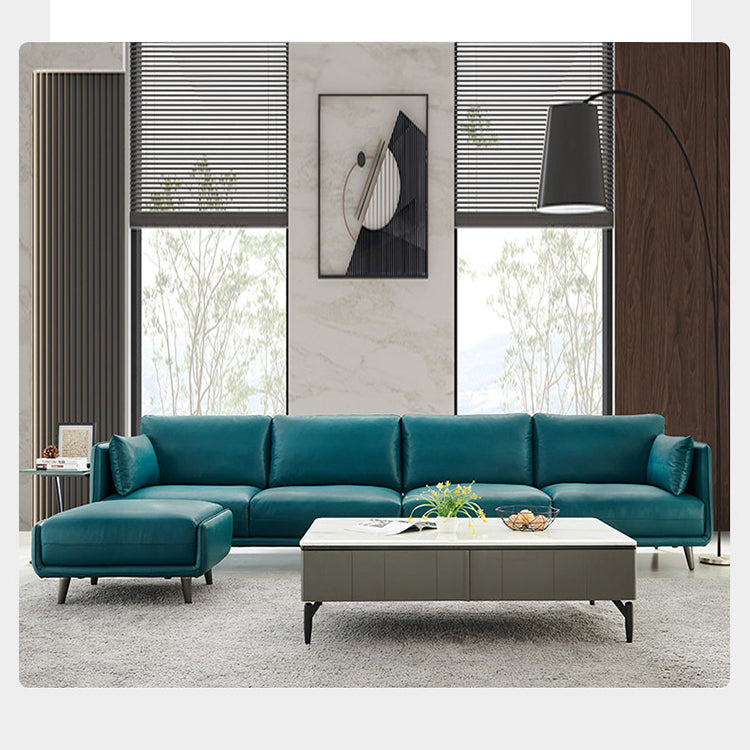 Stylish Faux Leather Sofa with Solid Wood Frame - Orange, Light Blue, Dark Brown Options hxcyj-1348