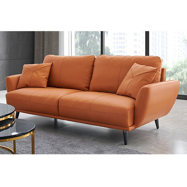 Elegant Camel Faux Leather Sofa with Solid Wood Frame and Plush Cotton Down Filling hxcyj-1349