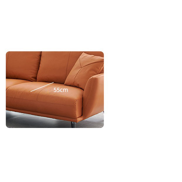 Elegant Camel Faux Leather Sofa with Solid Wood Frame and Plush Cotton Down Filling hxcyj-1349