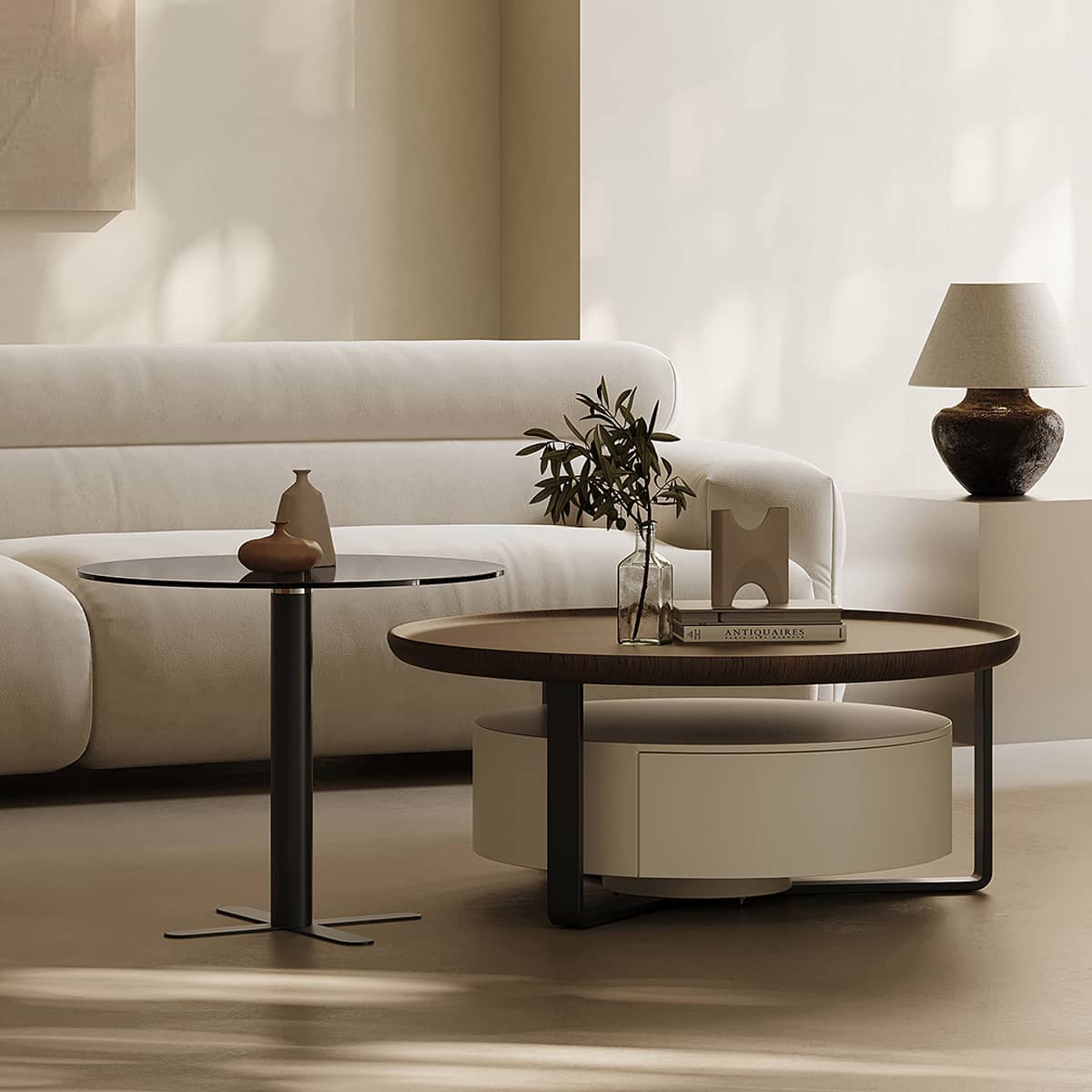 Modern Tea Table | Sleek Carbon Steel Tempered Glass Design hxj-2704