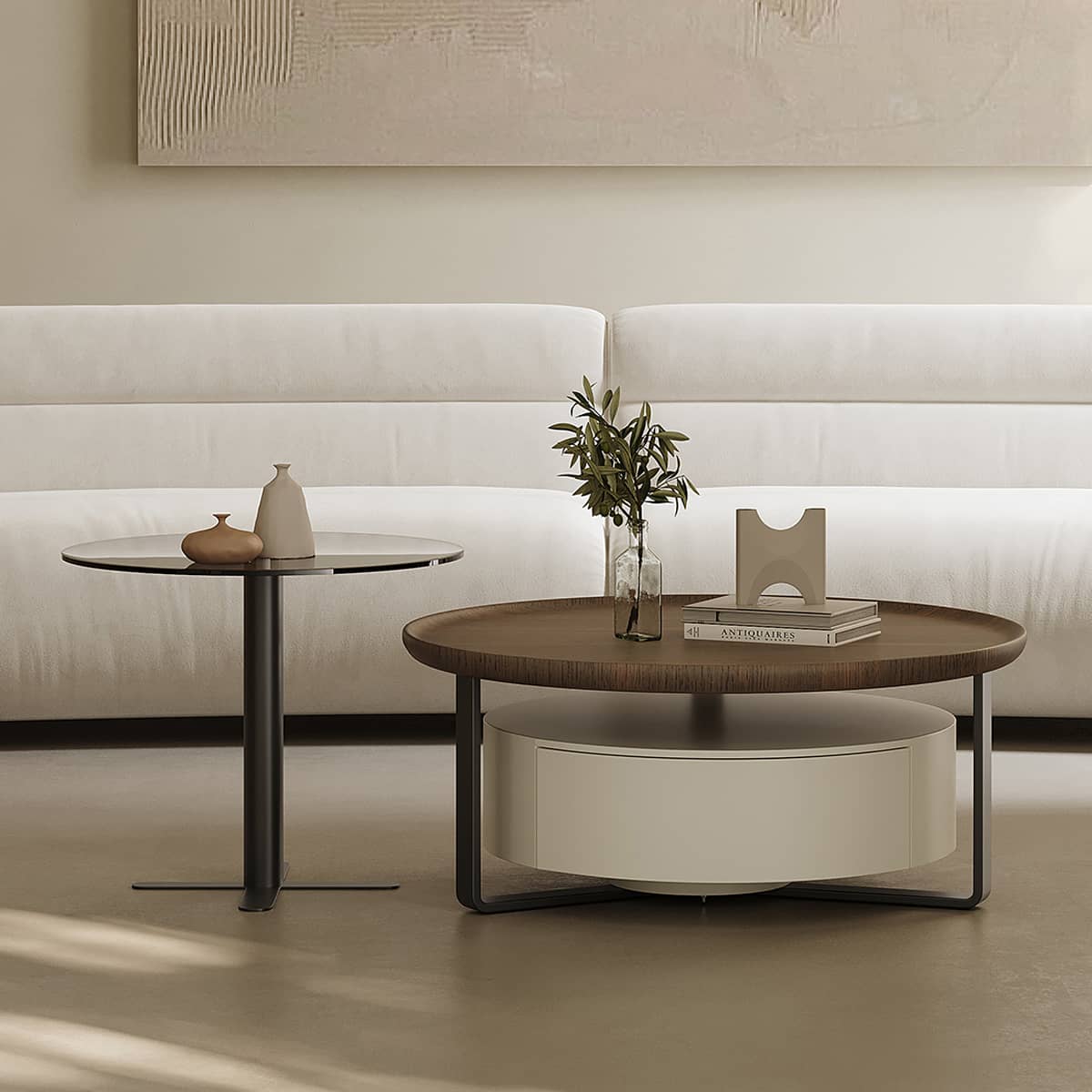 Modern Tea Table | Sleek Carbon Steel Tempered Glass Design hxj-2704