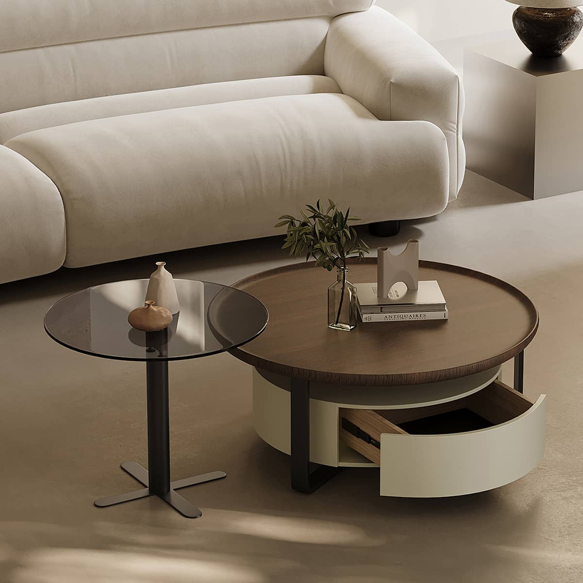 Modern Tea Table | Sleek Carbon Steel Tempered Glass Design hxj-2704