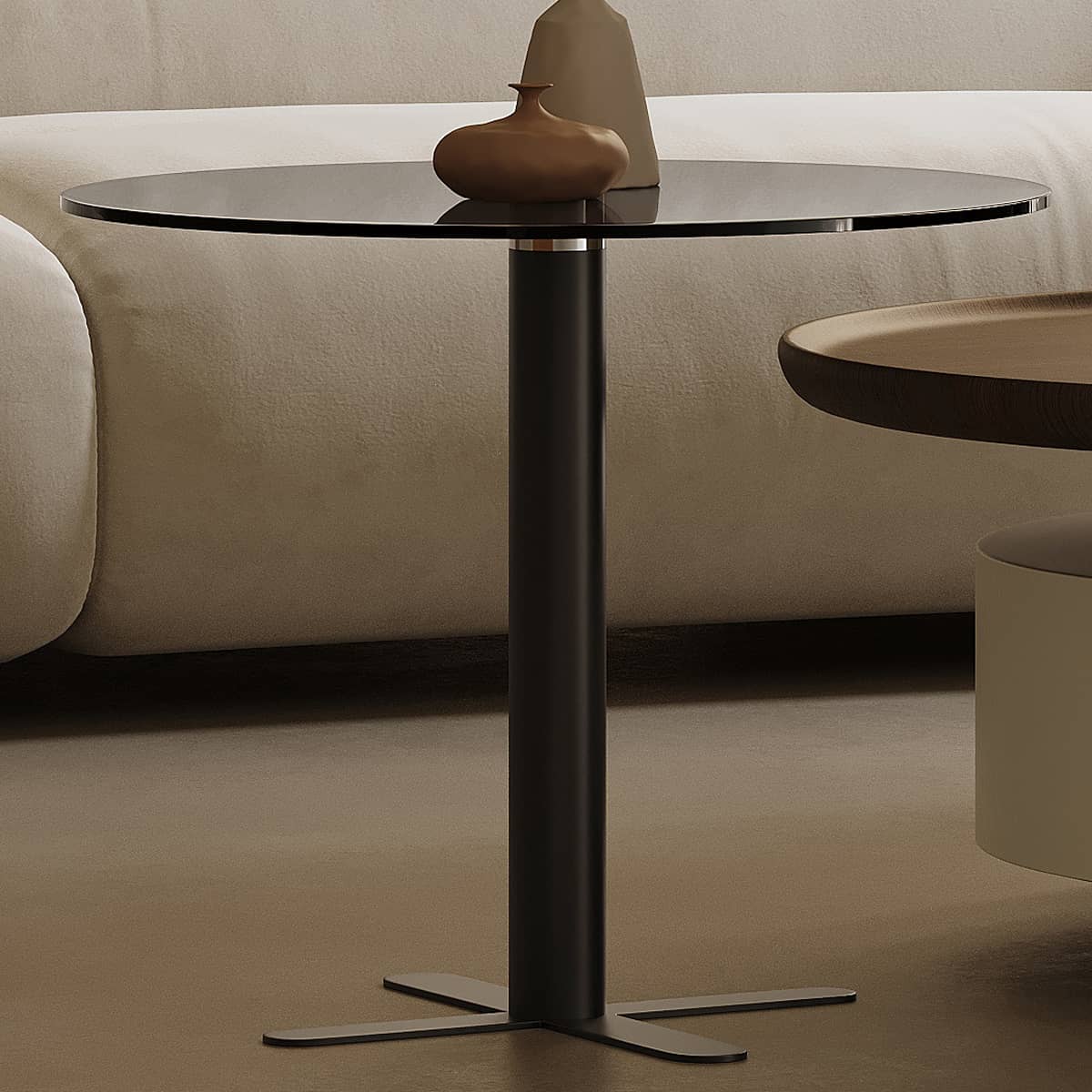 Modern Tea Table | Sleek Carbon Steel Tempered Glass Design hxj-2704