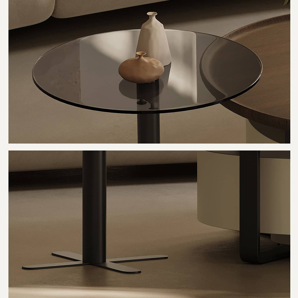 Modern Tea Table | Sleek Carbon Steel Tempered Glass Design hxj-2704