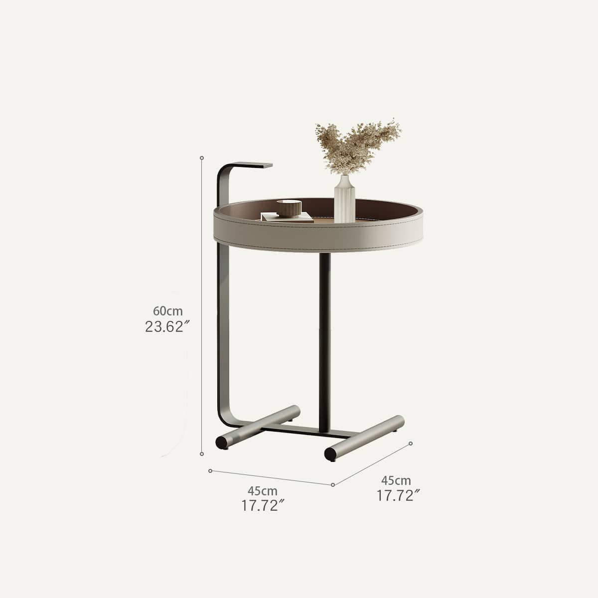 Sleek Carbon Steel Tea Table with Stylish Faux Leather Surface - Modern Design hxj-2705